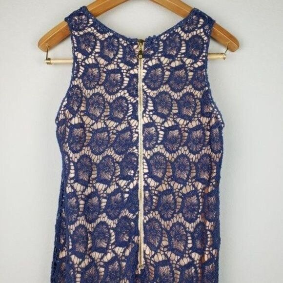 Chemieux crochet shift dress navy size Medium - Picture 6 of 8